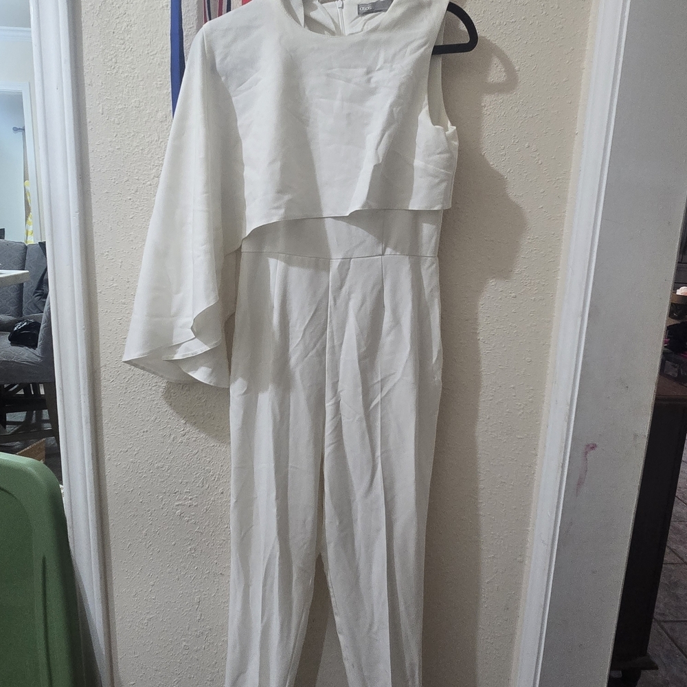 ASOS Cream One-Shoulder Draped Jumpsuit - Picture 2 of 7